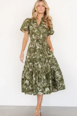 Baltic Born Adara Midi Dress | Olive Floral