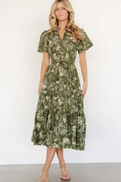 Baltic Born Adara Midi Dress | Olive Floral