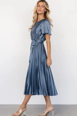 Baltic Born Adelaide Pleated Satin Dress |