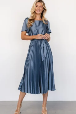 Baltic Born Adelaide Pleated Satin Dress |