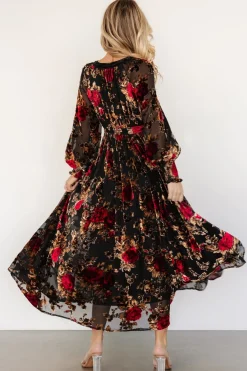 Baltic Born Adele Velvet Dress | Black + Rose Floral