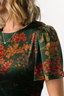 Baltic Born Agnes Satin Maxi Dress | Dark Green Floral