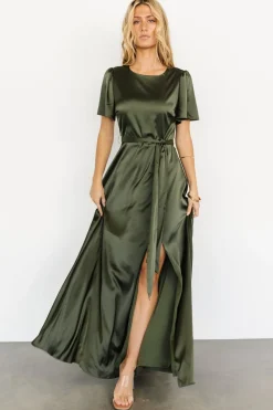Baltic Born Agnes Satin Maxi Dress | Juniper Green
