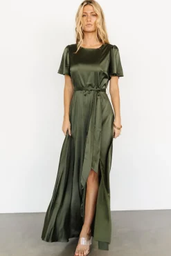Baltic Born Agnes Satin Maxi Dress | Juniper Green