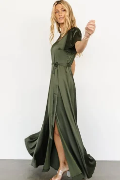 Baltic Born Agnes Satin Maxi Dress | Juniper Green