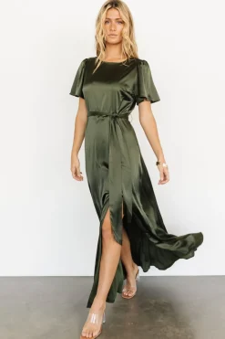 Baltic Born Agnes Satin Maxi Dress | Juniper Green