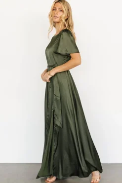 Baltic Born Agnes Satin Maxi Dress | Juniper Green