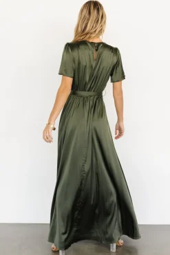 Baltic Born Agnes Satin Maxi Dress | Juniper Green