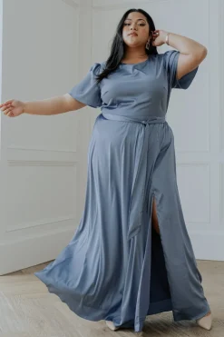 Baltic Born Agnes Satin Maxi Dress | Whisper Blue