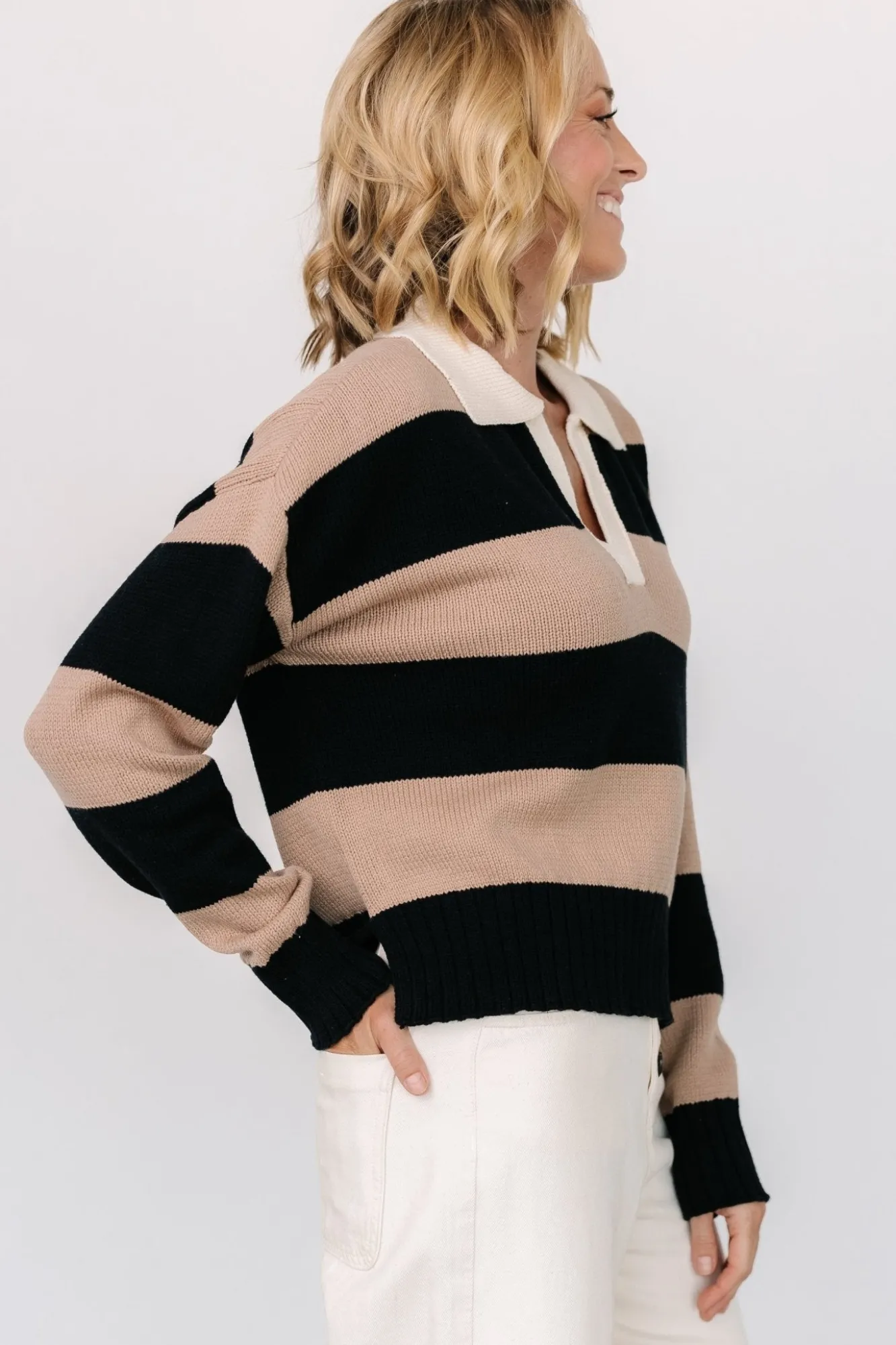 Baltic Born Alec Striped Sweater | Black + Mocha