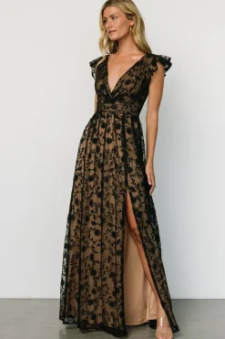 Baltic Born Alexa Embroidered Sequin Maxi Dress | Black + Nude