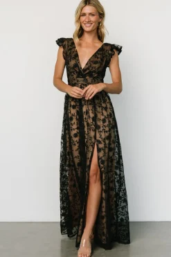 Baltic Born Alexa Embroidered Sequin Maxi Dress | Black + Nude