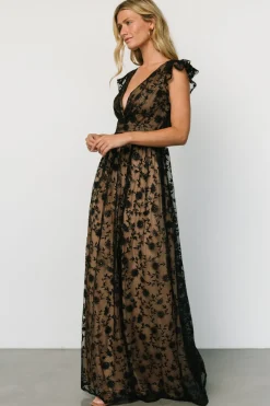 Baltic Born Alexa Embroidered Sequin Maxi Dress | Black + Nude