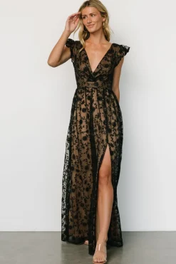 Baltic Born Alexa Embroidered Sequin Maxi Dress | Black + Nude
