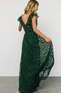 Baltic Born Alexa Embroidered Sequin Maxi Dress | Dark Green