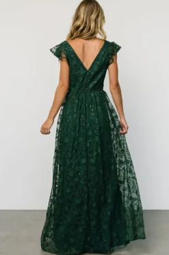 Baltic Born Alexa Embroidered Sequin Maxi Dress | Dark Green
