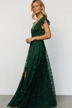 Baltic Born Alexa Embroidered Sequin Maxi Dress | Dark Green