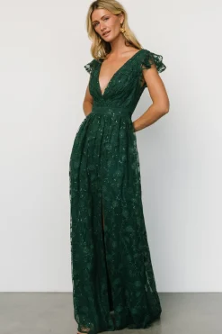Baltic Born Alexa Embroidered Sequin Maxi Dress | Dark Green