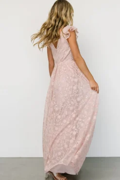 Baltic Born Alexa Embroidered Sequin Maxi Dress | Blush Rose