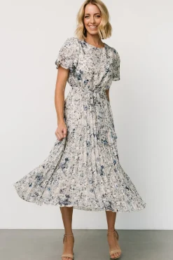Baltic Born Alexandra Pleated Dress | Off White + Blue