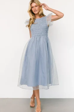 Baltic Born Alice Dot Midi Dress | Dusty Blue