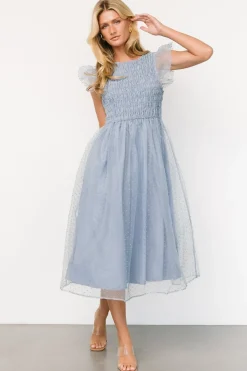 Baltic Born Alice Dot Midi Dress | Dusty Blue