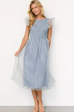 Baltic Born Alice Dot Midi Dress | Dusty Blue