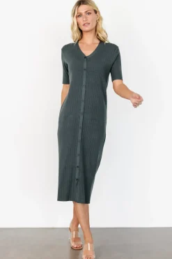 Baltic Born Alicia Ribbed Midi Dress | Dusty Jade