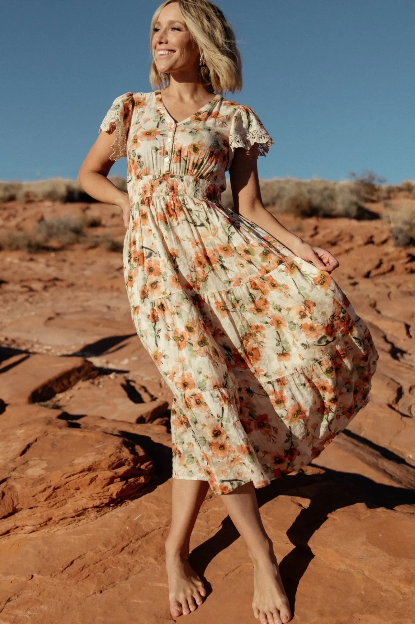 Baltic Born Aliyah Midi Dress | Coral Floral