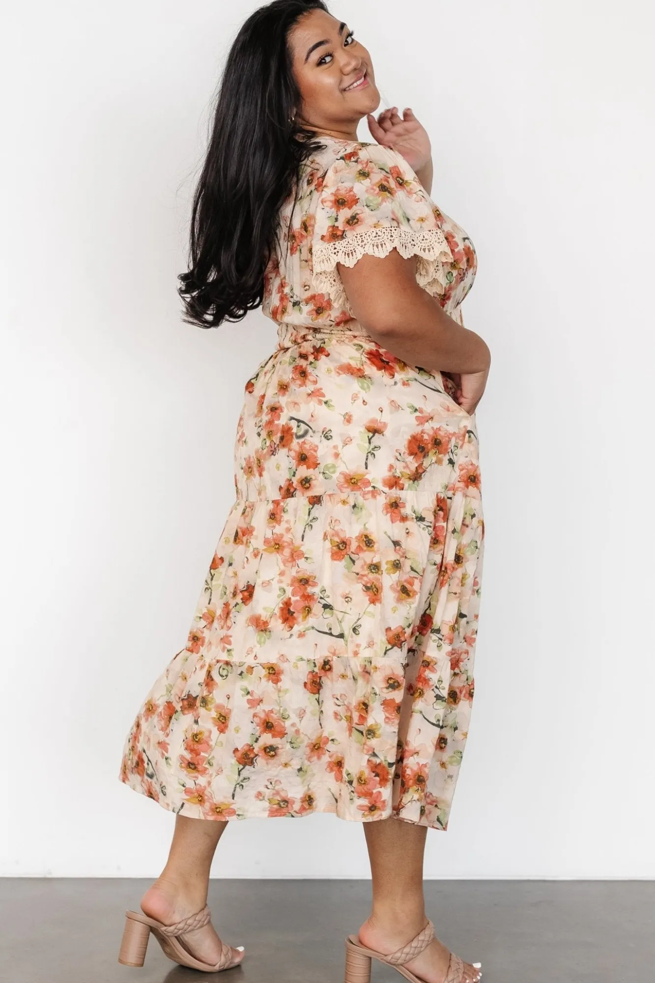 Baltic Born Aliyah Midi Dress | Coral Floral