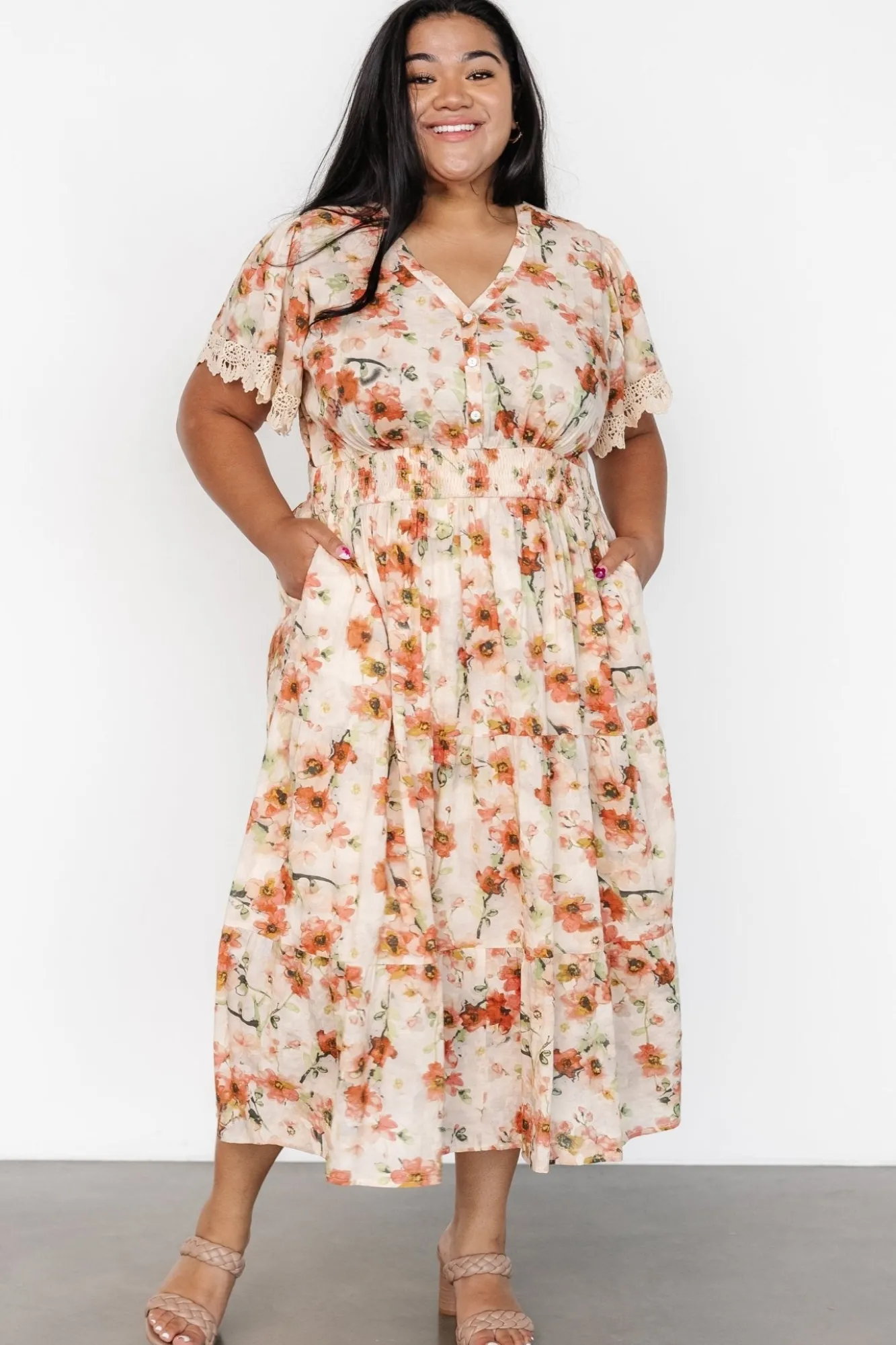 Baltic Born Aliyah Midi Dress | Coral Floral