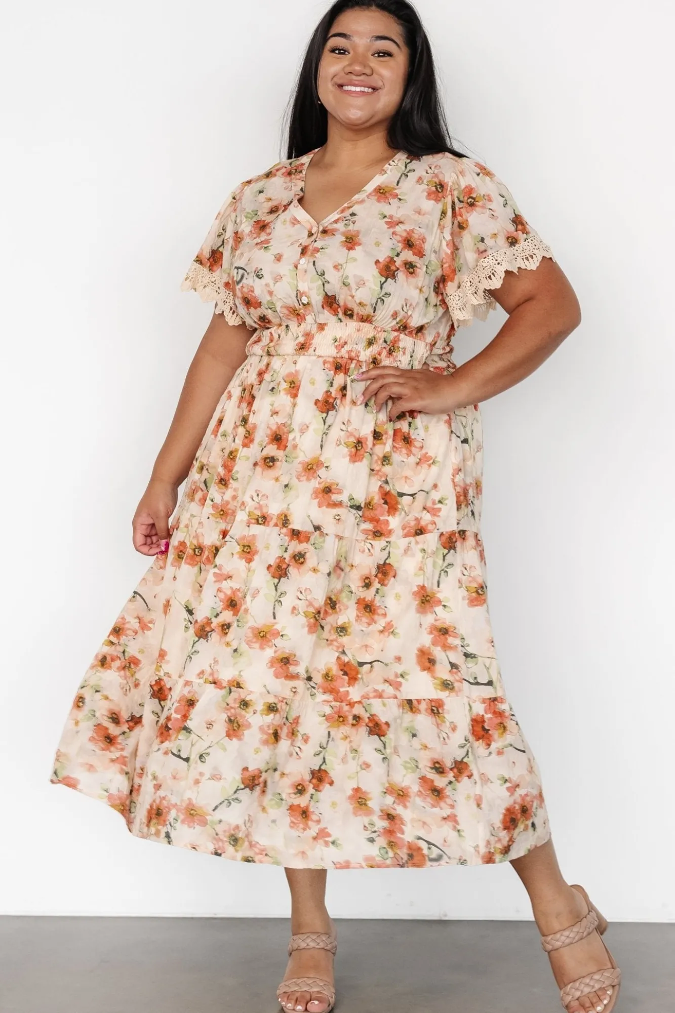 Baltic Born Aliyah Midi Dress | Coral Floral