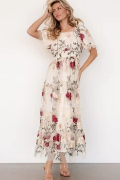 Baltic Born Allison Embroidered Tulle Maxi Dress | Cream Multi