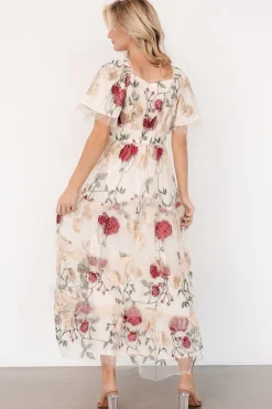 Baltic Born Allison Embroidered Tulle Maxi Dress | Cream Multi