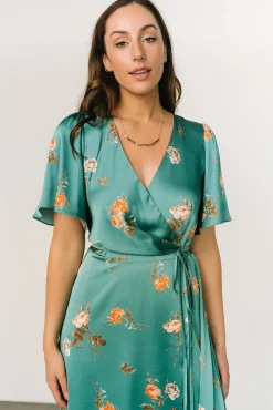 Baltic Born Amara Wrap Dress | Green + Coral Floral