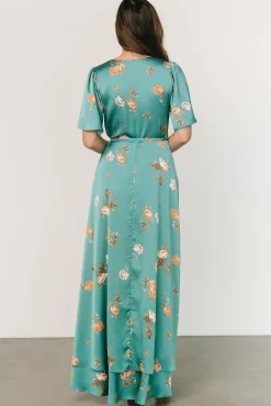 Baltic Born Amara Wrap Dress | Green + Coral Floral