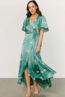 Baltic Born Amara Wrap Dress | Green + Coral Floral