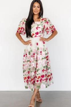 Baltic Born Anastasie Floral Embroidered Dress | Pink Multi