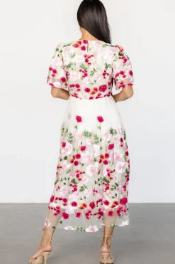 Baltic Born Anastasie Floral Embroidered Dress | Pink Multi