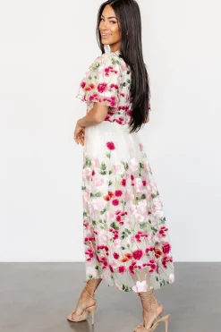 Baltic Born Anastasie Floral Embroidered Dress | Pink Multi