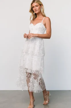 Baltic Born Anavi Tiered Midi Dress | White + Gold