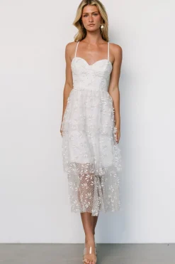 Baltic Born Anavi Tiered Midi Dress | White + Gold