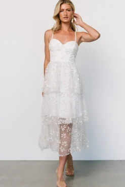 Baltic Born Anavi Tiered Midi Dress | White + Gold