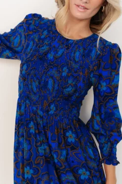 Baltic Born Andersen Smocked Midi Dress | Cobalt Floral