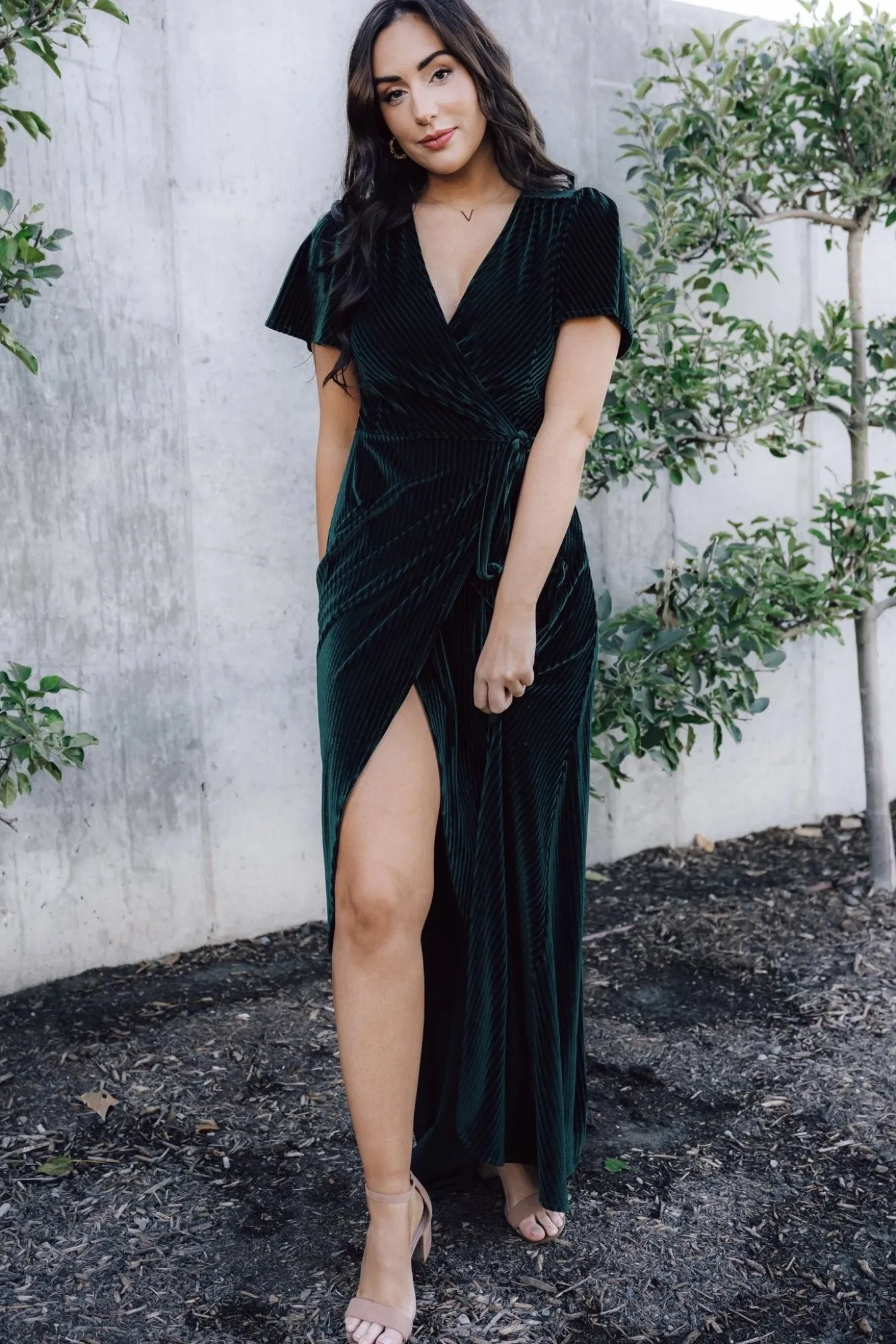 Baltic Born Andi Ribbed Velvet Wrap Dress |