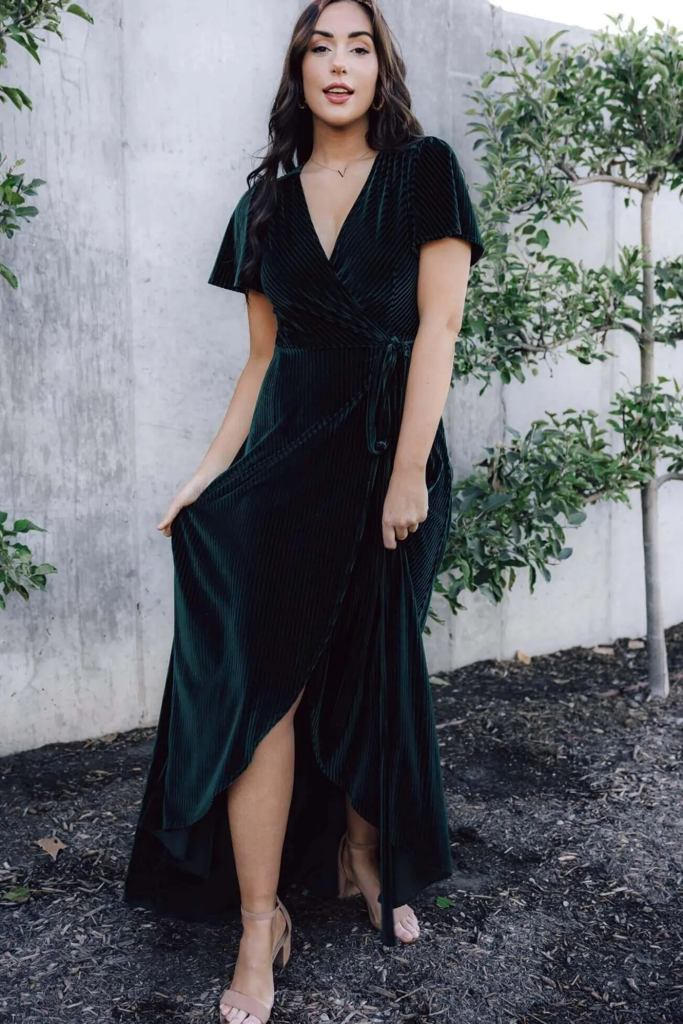 Baltic Born Andi Ribbed Velvet Wrap Dress |