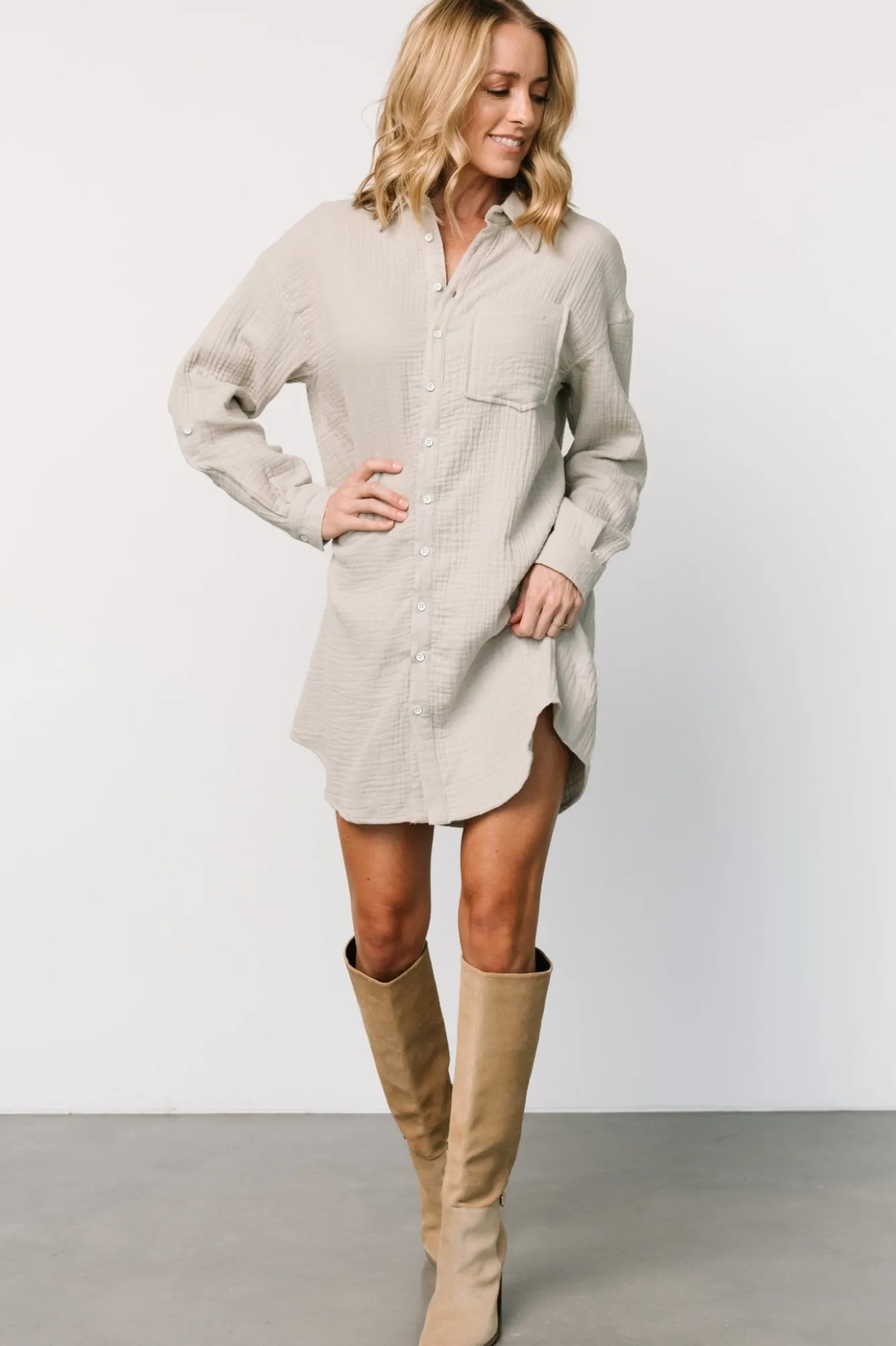 Baltic Born Andres Button Shirt Dress | Light Sage