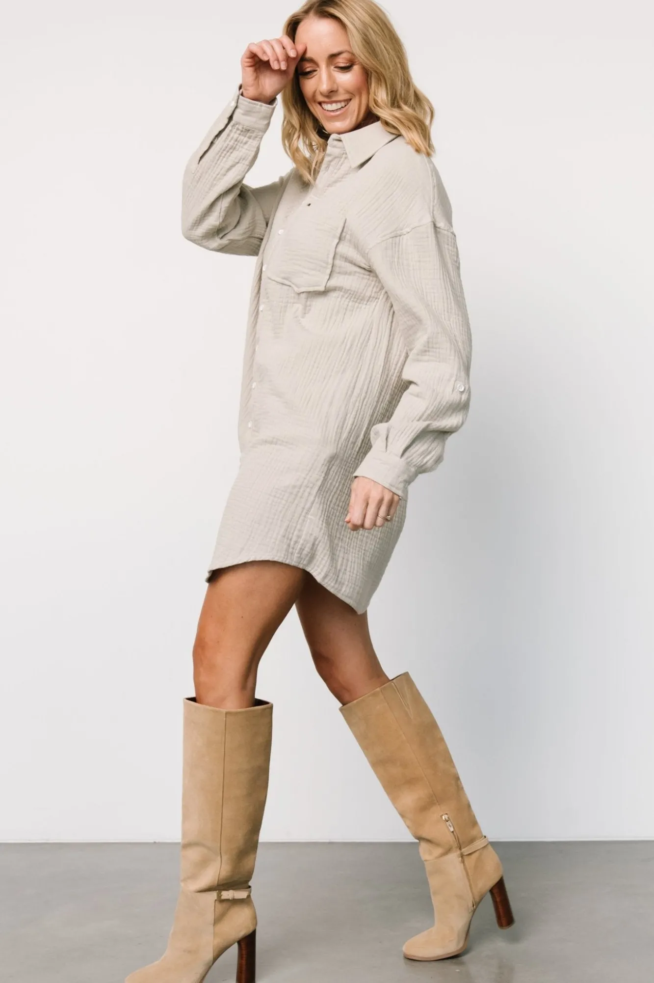 Baltic Born Andres Button Shirt Dress | Light Sage
