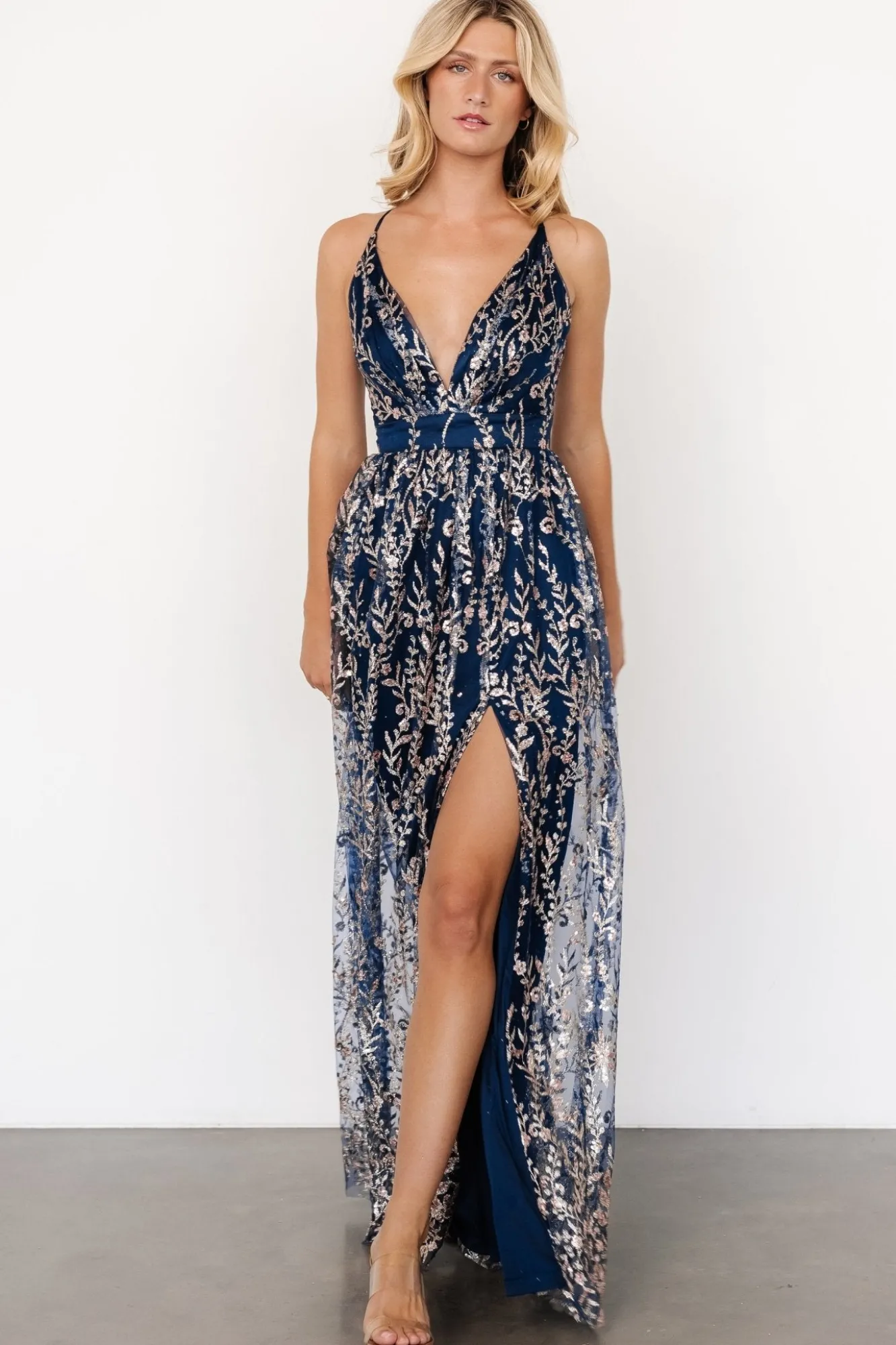 Baltic Born Anisa Shimmer Gown | Navy + Rose