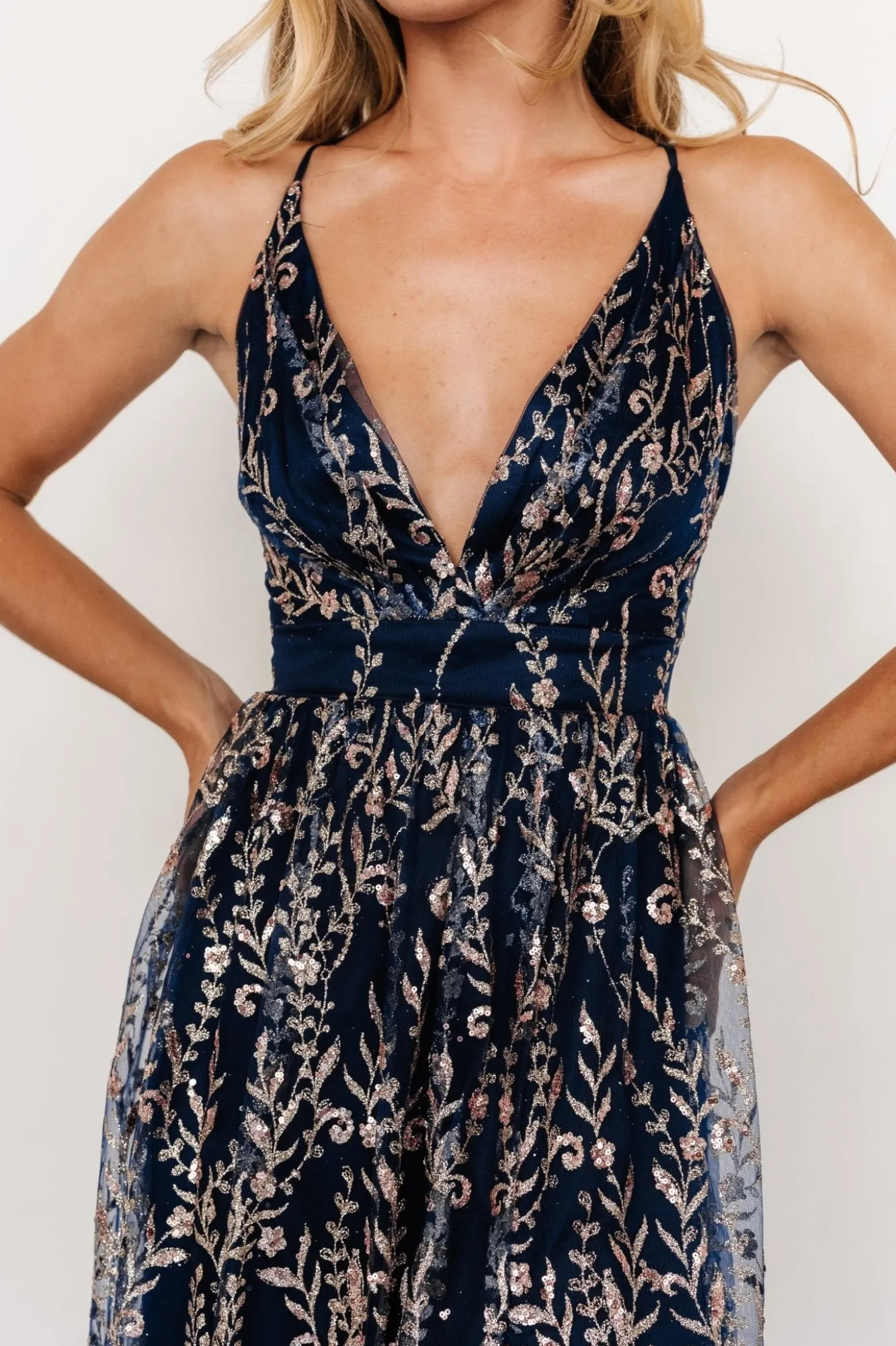 Baltic Born Anisa Shimmer Gown | Navy + Rose